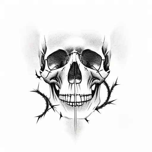 Barbed Wire Around Skull