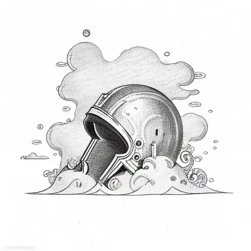 A Mystical Helm Floating Amidst A Sea Of Water And Clouds