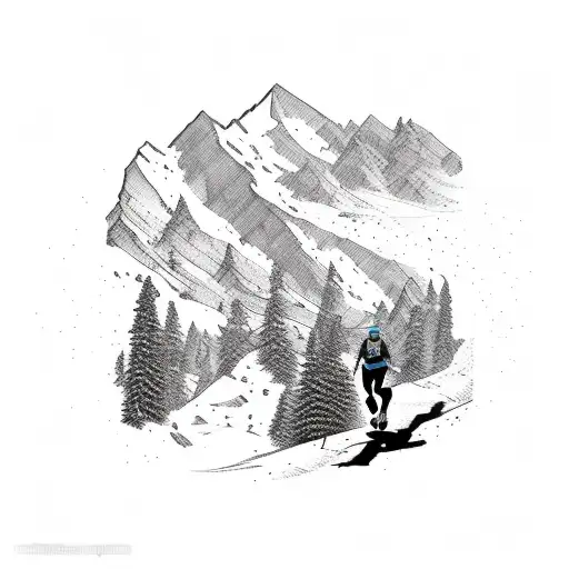 A Trail Runner's Silhouette Merged With A Mountain Landscape