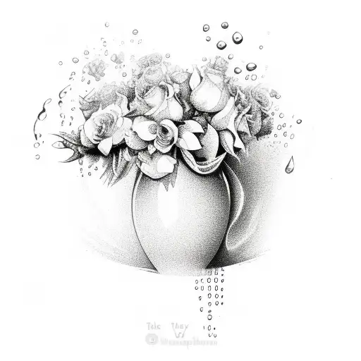 Vase Of Water Pouring Over Flowers