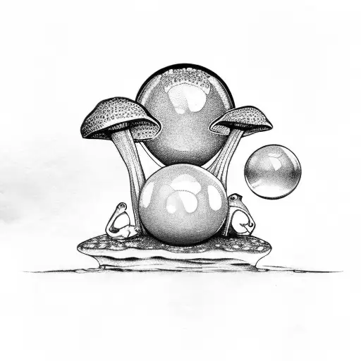 Frog Holding Crystal Ball On A Mushroom