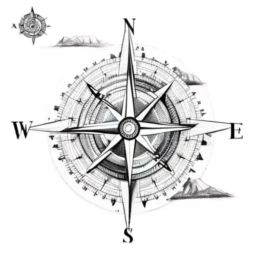 A Compass With City Landmarks As Directions