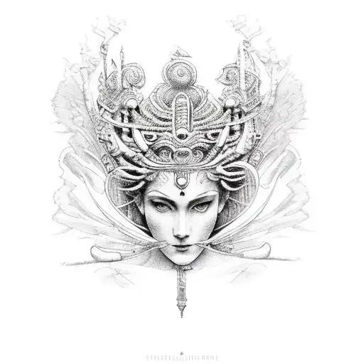 A Powerful And Graceful Mother Goddess Symbolizing Femininity And Strength