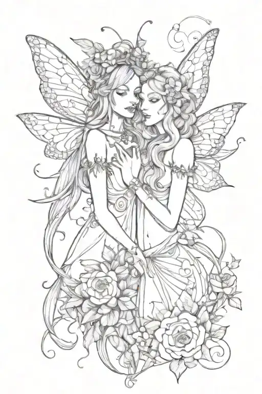 Gothic And Hippie Female Fairies In Love