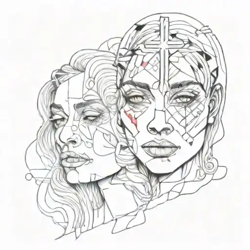 Psychedelic Painted Faces With A Cross