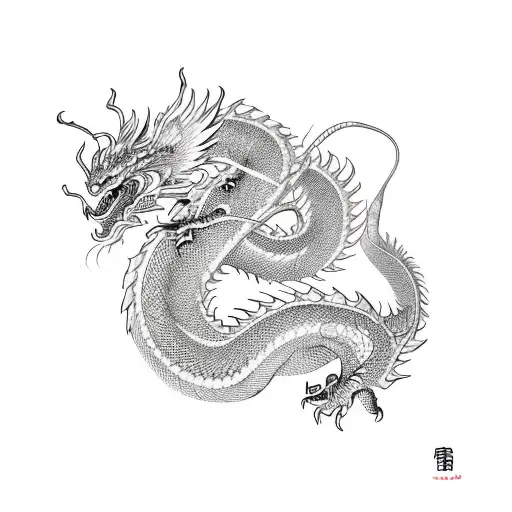 Ancient Chinese Dragon And Pheonix