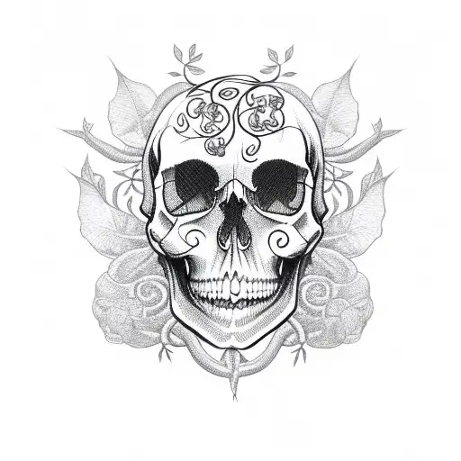 Skull With Vines Growing On It