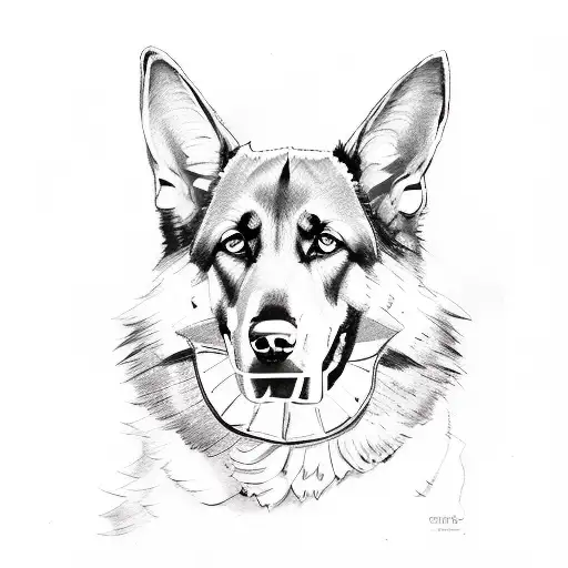 Running German Shepherd With Water Color