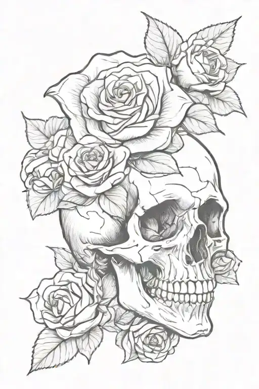 Skull And Rose In Its Mouth