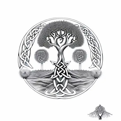 Celtic Tree With Knot Circle Around