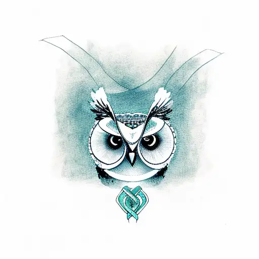 Owl Holding Teal Cancer Ribbon