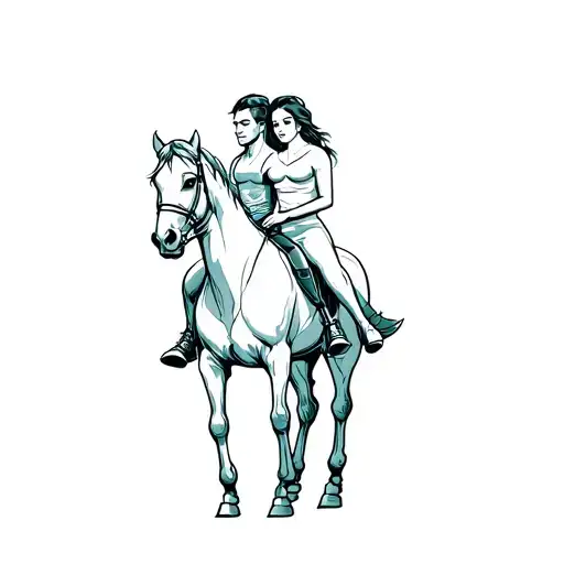 A Man And A Woman On A Horse