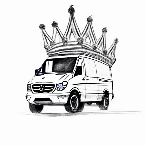Mercedes Benz Sprinter Van Wearing A Crown Like A Hat