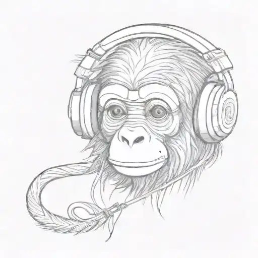 Cute Little Monkey With Headphones