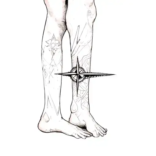 A Person's Leg With A Compass