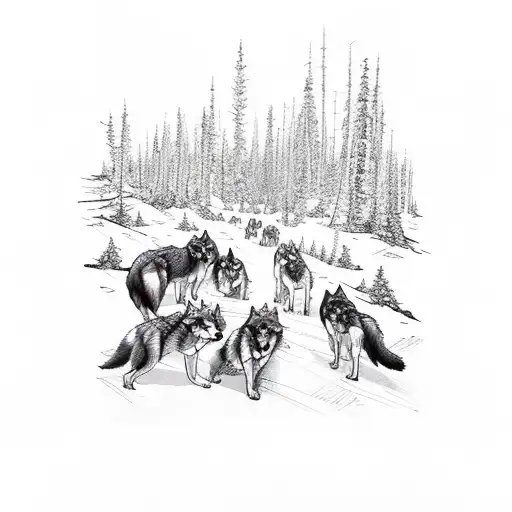 Bandit The Dog Leading A Pack Of Wolves Through A Forest