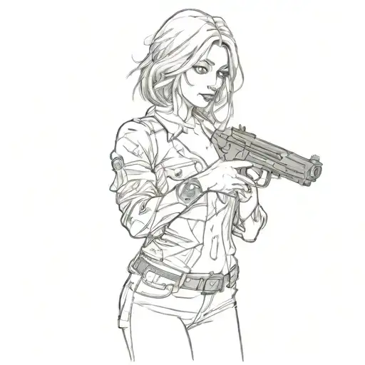 A Woman Holding A Gun