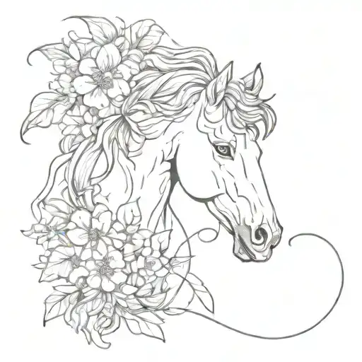 Flowers Intertwined Small Horse Western