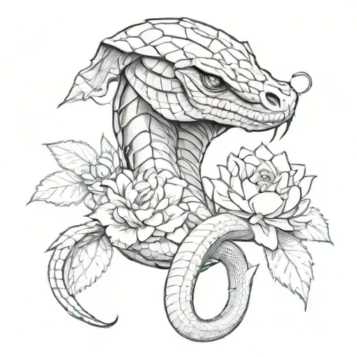 Cobra With Hood And Peony