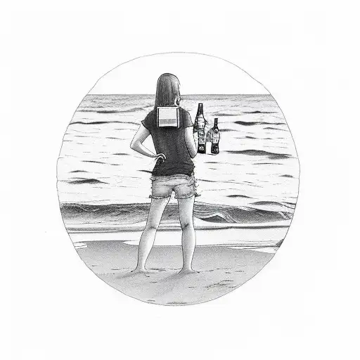 A Person Chilling At The Beach Holding A Beer During Sunset