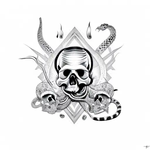 Skull With Snakes