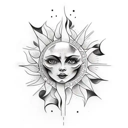 Full Arm Tattoo With Sun On Background