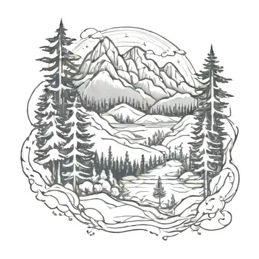 Forest With Mountains