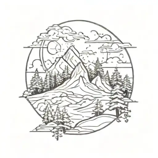 Forest With Mountains And Moon