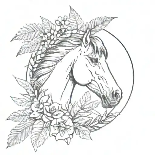 Laurel Wreath With Horse Head And Palm Tree