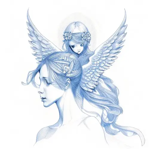 Blue Ribbon And Angel Wings