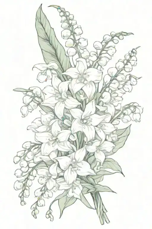 Lily Of The Valley And Larkspur Bouquet Tied