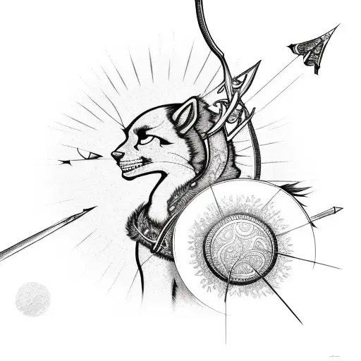 Archer Bow And Arrow And Sun