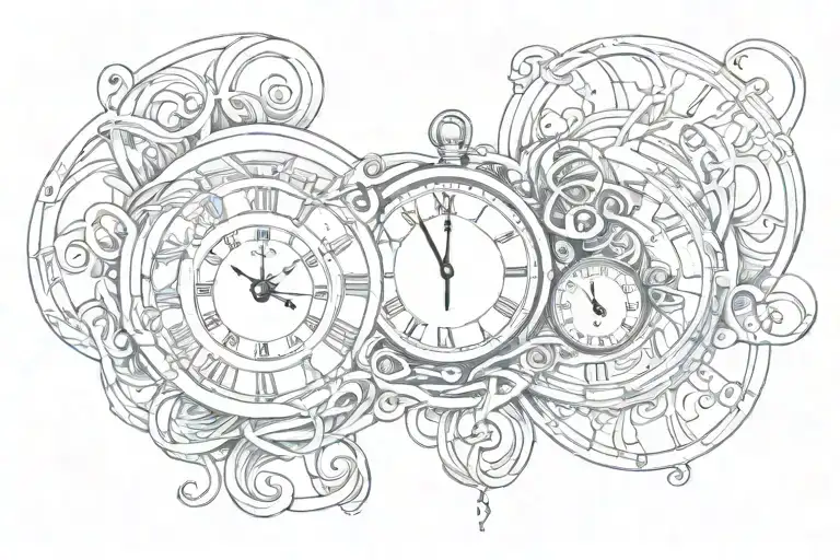 Time Clock Music Note Intertwined