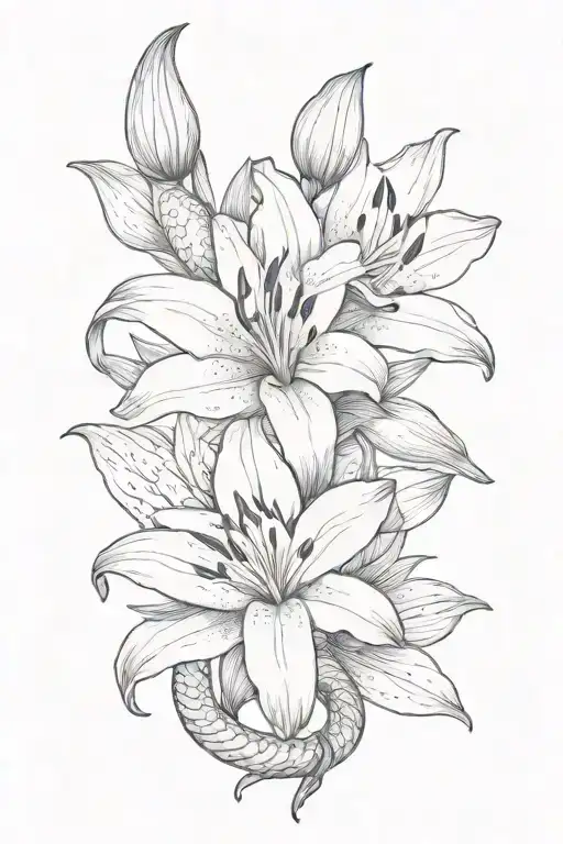 Blue Lily Flower With A Snake