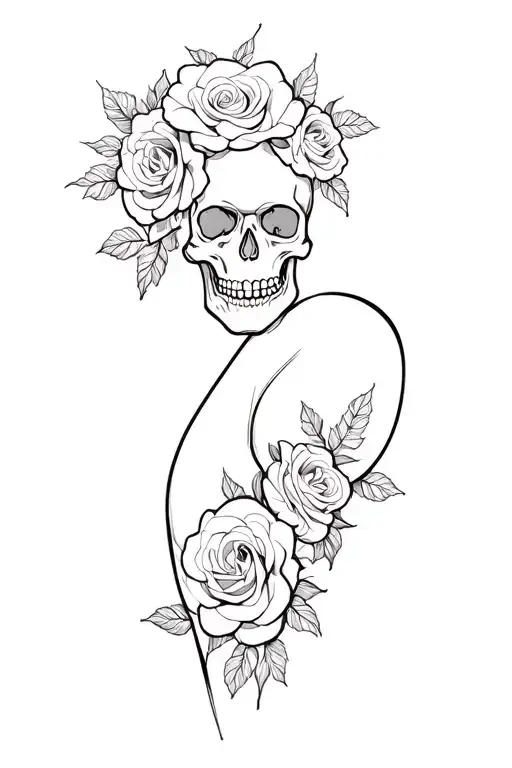 Skull With Roses On The Knee