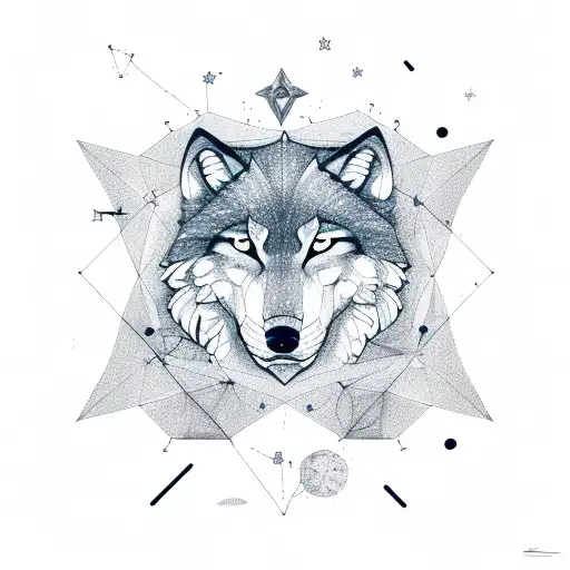 A Constellation Of Stars Forming The Shape Of A Howling Wolf