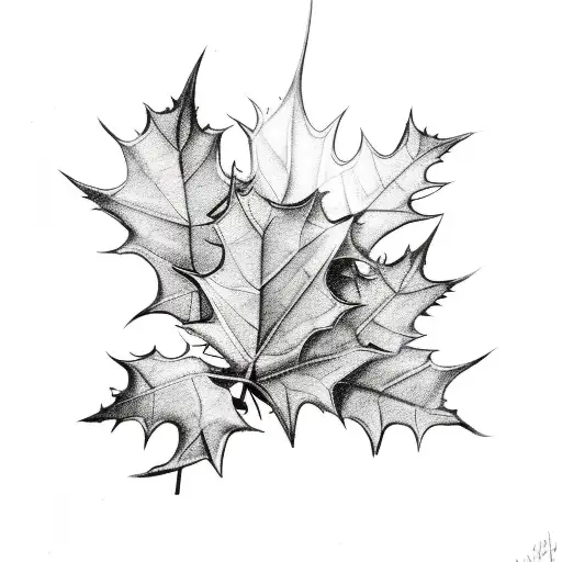 A Single Wing With Leaves And Holly Surrounding It