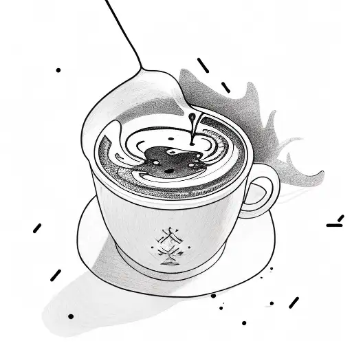 Abstract Minimalistic Sketchy Linework Coffee Cup