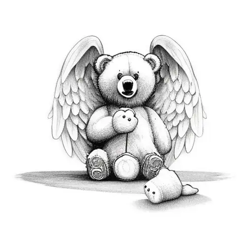 Teddy Bear With Angel Wings Saying Your Bears Always With You Father