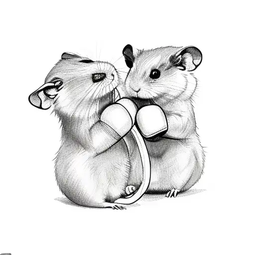 Two Hamsters Boxing In A Ring