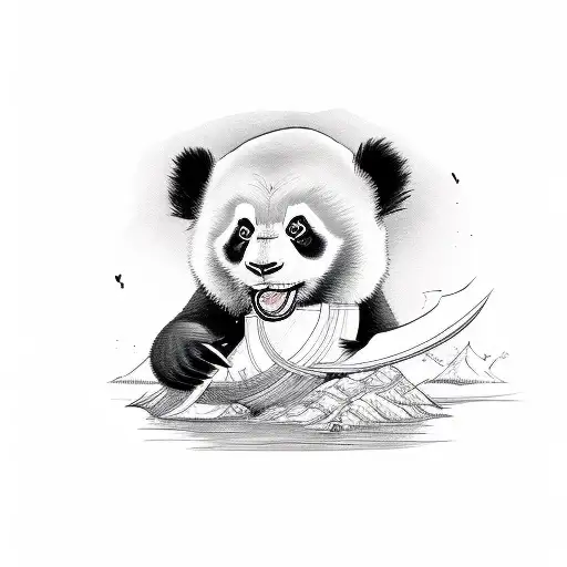 Panda And Monkey Representing A Bond