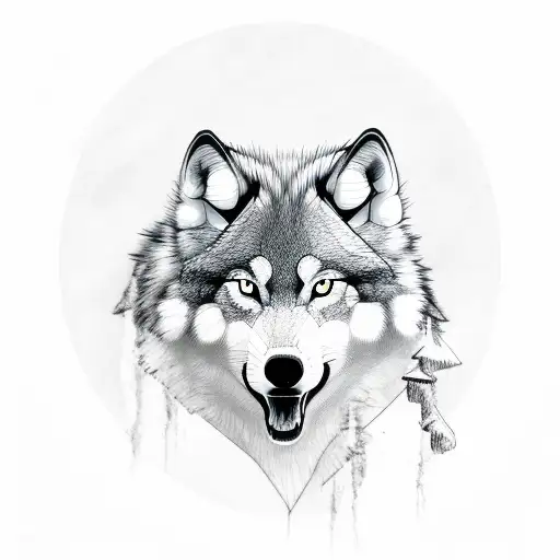 Black And White Full Body Wolf
