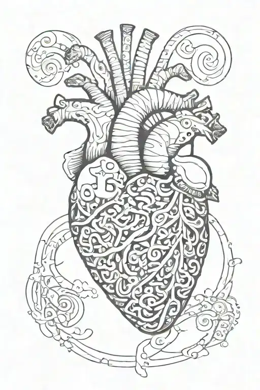 Abstract Design With The Letters J And C Inside A Human Heart