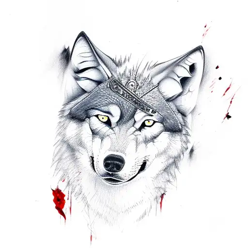 Wolf With Bloody Red Eyes