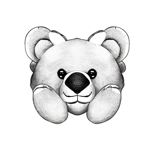 Teddy Bear With One Ear And A Round Nose With A Heart On It