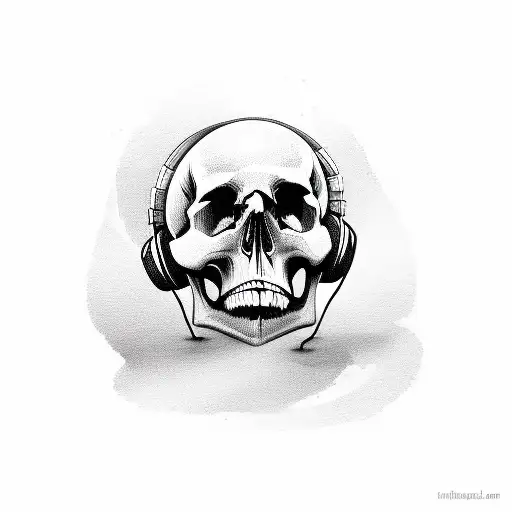 Skull Listening To Music Drinking Wine