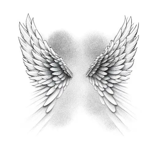Injury Angel Wings With Staris Up To Heaven With Clouds