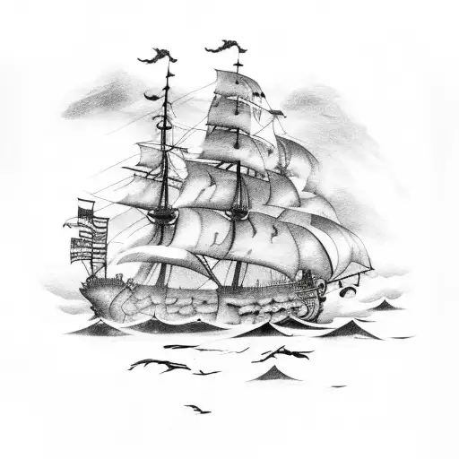 A Pirate Ship Sailing Through A Stormy Sea With Mma Gloves Hanging From The Mast