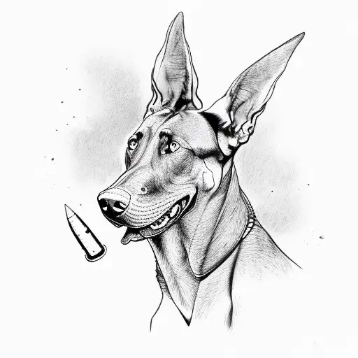 Agressive Doberman And Gun