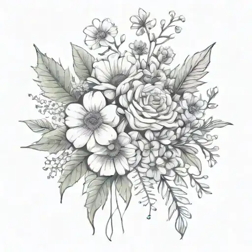 May July September December Birth Flower Bouquet Tied